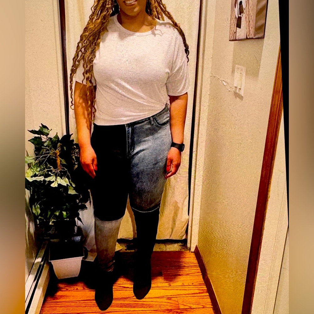 Two tone denim black and denim